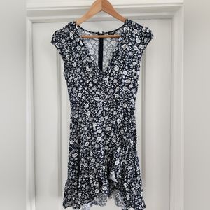 J.CREW Navy Floral Faux Wrap Dress